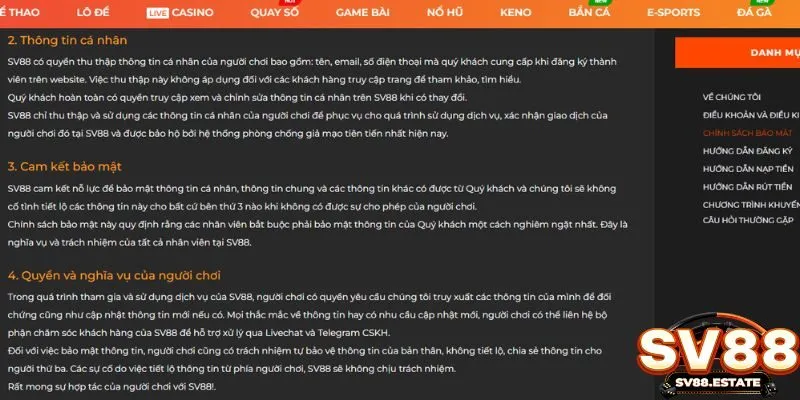 Các biện pháp bảo mật khác của SV88