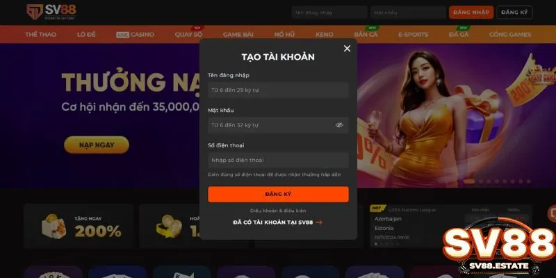 Các bước đăng kí Sv88 chi tiết, đơn giản