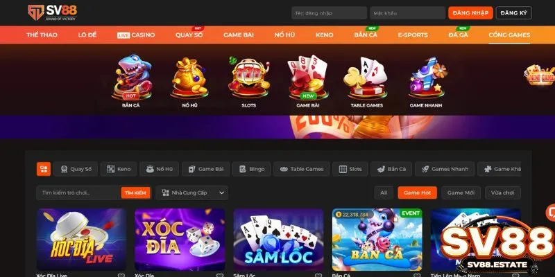 Các game cá cược hấp dẫn có mặt tại nhà cái